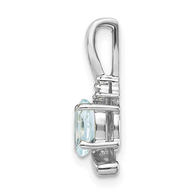 14K White Gold Aquamarine and Diamond Pendant, 17 x 6mm
