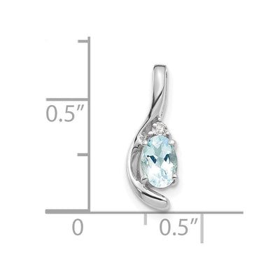 14K White Gold Aquamarine and Diamond Pendant, 17 x 6mm