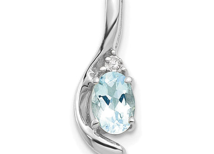 14k White Gold Aquamarine and Diamond Pendant (Style XBS384)
