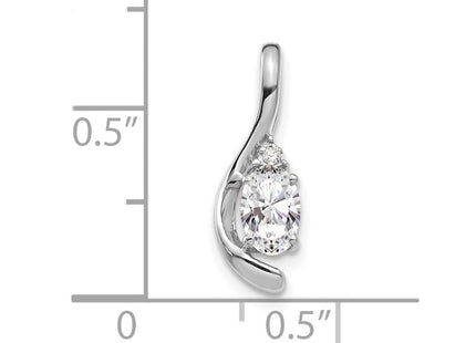 14k White Gold White Topaz and Diamond Pendant (Style XBS385)