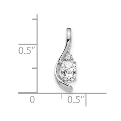 14K White Gold White Topaz and Diamond Pendant, 17 x 6mm
