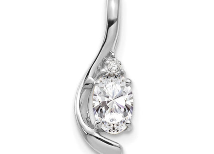 14k White Gold White Topaz and Diamond Pendant (Style XBS385)