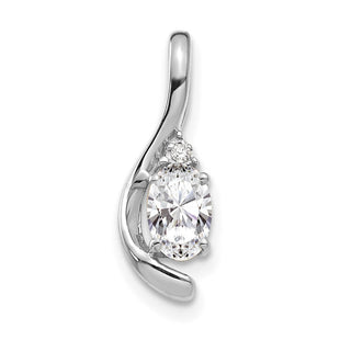 14k White Gold White Topaz and Diamond Pendant (Style XBS385)
