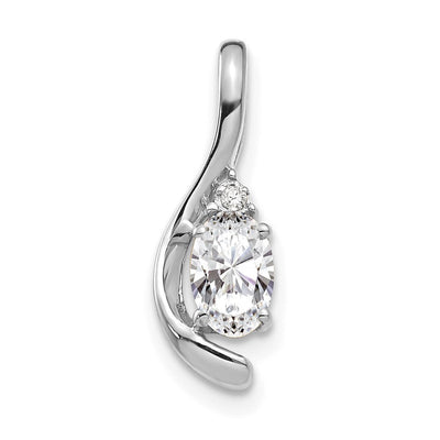 14K White Gold White Topaz and Diamond Pendant, 17 x 6mm