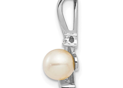 14k White Gold FW Cultured Pearl and Diamond Pendant (Style XBS387)