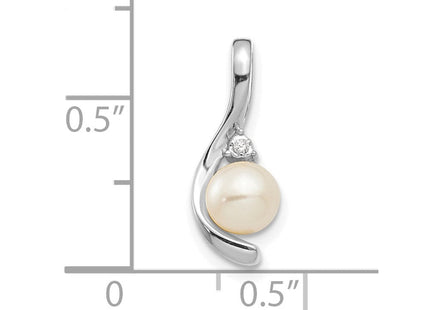 14k White Gold FW Cultured Pearl and Diamond Pendant (Style XBS387)
