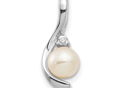 14k White Gold FW Cultured Pearl and Diamond Pendant (Style XBS387)