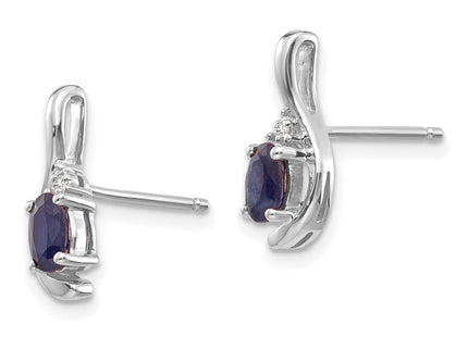 14k White Gold Sapphire and Diamond Post Earrings (Style XBS395)