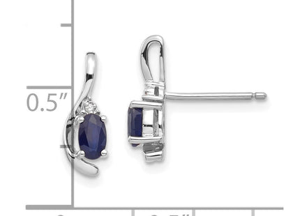 14k White Gold Sapphire and Diamond Post Earrings (Style XBS395)