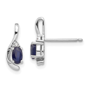 14k White Gold Sapphire and Diamond Post Earrings (Style XBS395)