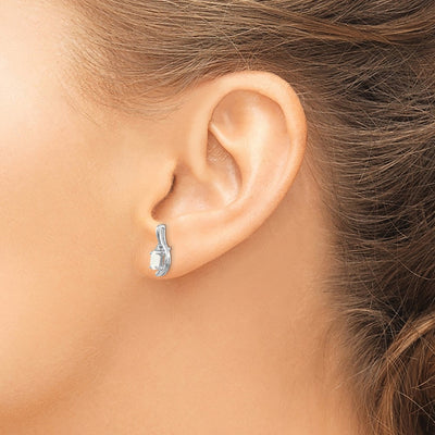 14K White Gold Opal and Diamond Post Earrings, 14 x 5mm