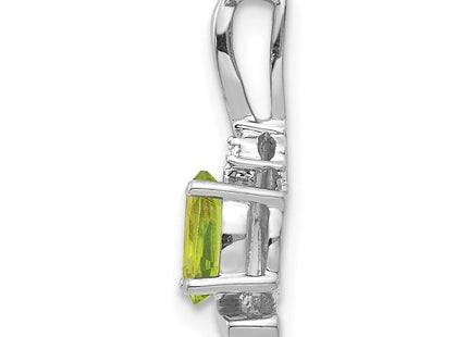 14k White Gold 6x4 Oval Peridot and Diamond Pendant (Style XBS399)