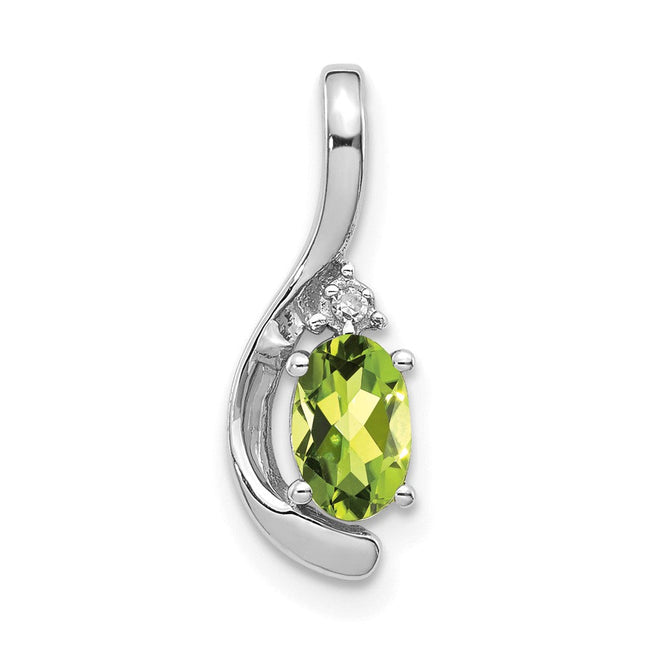 14K white gold diamond oval pendant