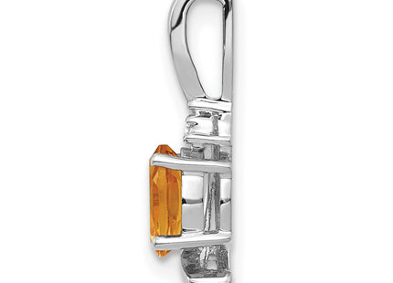 14k White Gold Citrine and Diamond Pendant, 17 x 6mm