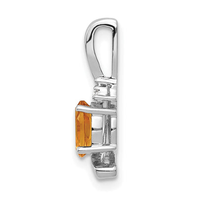 14K White Gold Citrine and Diamond Pendant, 17 x 6mm