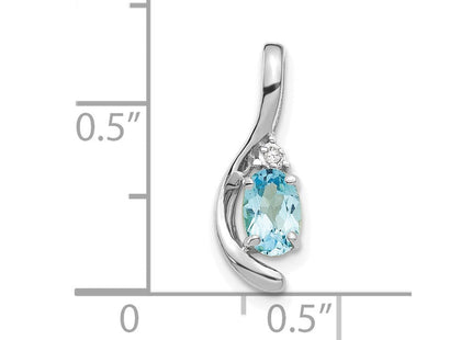 14k White Gold Blue Topaz and Diamond Pendant (Style XBS403)