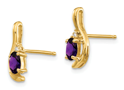 14k Amethyst and Diamond Post Earrings