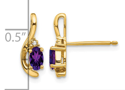 14k Amethyst and Diamond Post Earrings