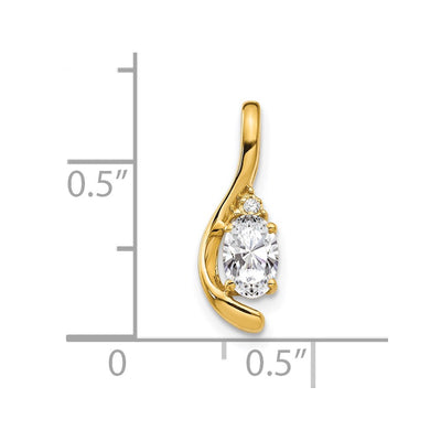 14K White Topaz and Diamond Pendant, 17 x 6mm