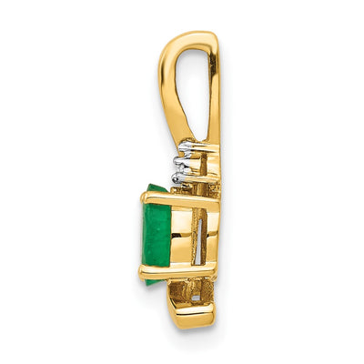 14K Emerald and Diamond Pendant, 17 x 6mm