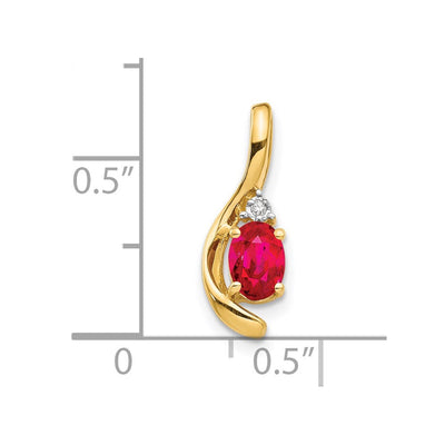 14K Ruby and Diamond Pendant, 17 x 6mm