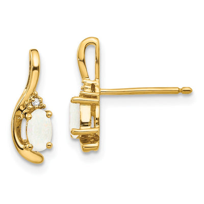 14K Opal and Diamond Post Earrings