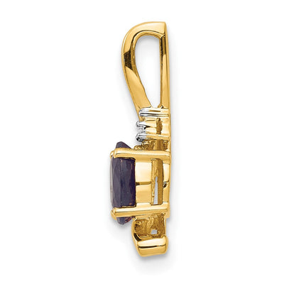 14K Sapphire and Diamond Pendant, 17 x 6mm