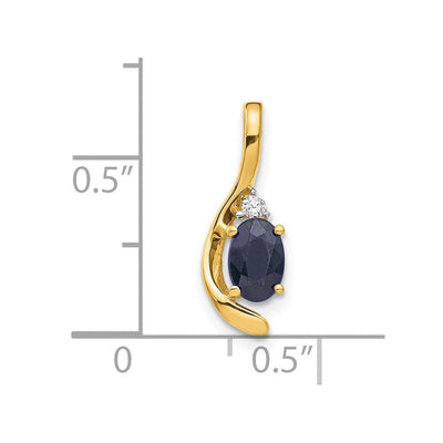 14K Sapphire and Diamond Pendant, 17 x 6mm