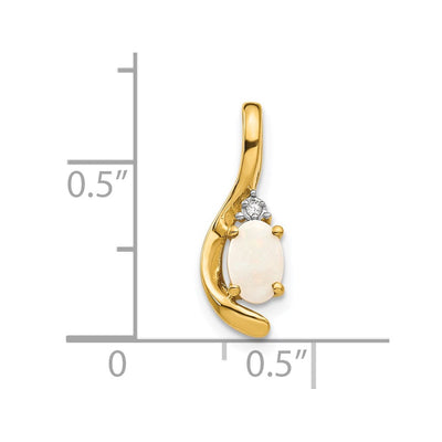 14K Opal and Diamond Pendant, 17 x 6mm