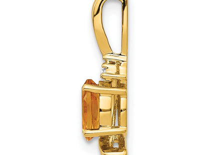 14K 6x4 Oval Citrine and Diamond Swirl Pendant, view 2