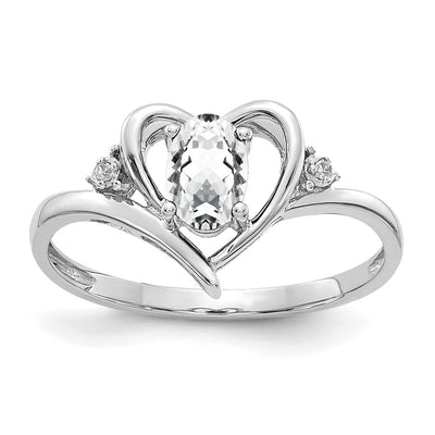 14K white gold diamond heart ring