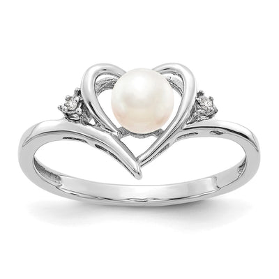 14K white gold diamond heart ring
