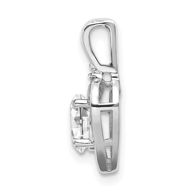 14K White Gold White Topaz and Diamond Heart Pendant
