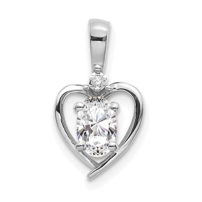 14K white gold diamond heart pendant