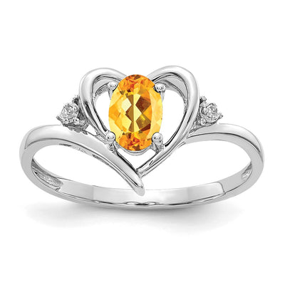 14K white gold diamond heart ring