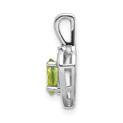 14K White Gold Peridot and Diamond Heart Pendant, 17 x 10mm