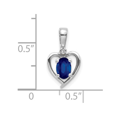 14K White Gold Sapphire and Diamond Heart Pendant