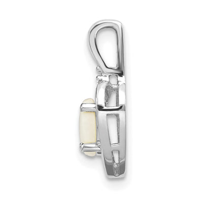14K White Gold Opal and Diamond Heart Pendant