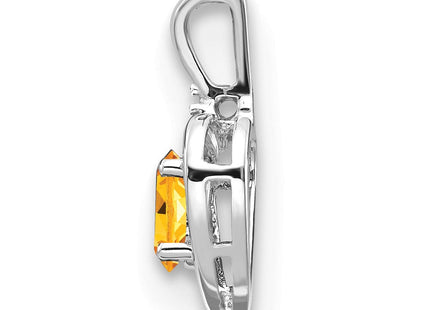 14k White Gold Citrine and Diamond Heart Pendant (Style XBS474)