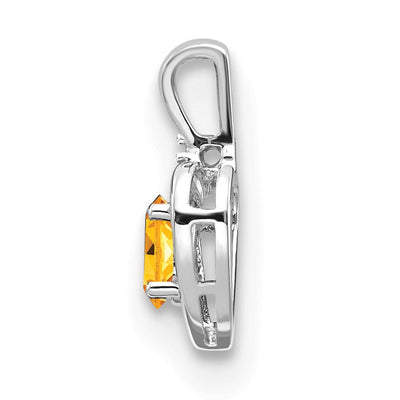 14K White Gold Citrine and Diamond Heart Pendant, 17 x 10mm