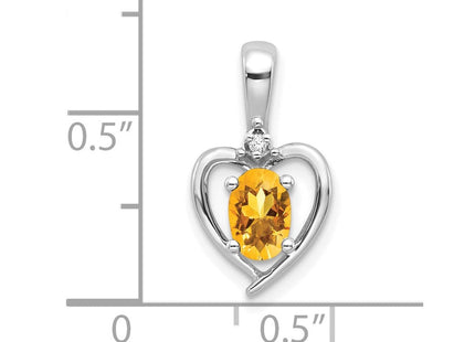 14k White Gold Citrine and Diamond Heart Pendant (Style XBS474)