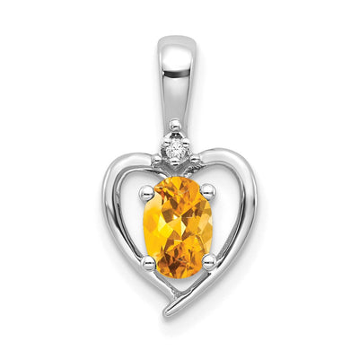 14K white gold diamond heart pendant