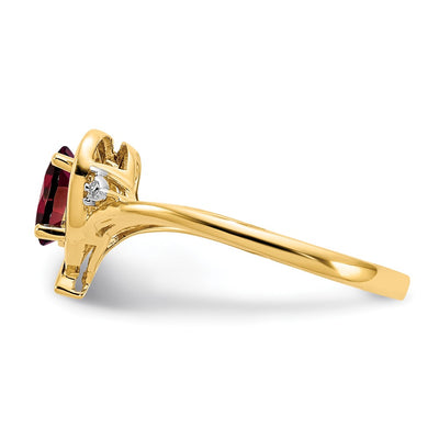 14K Garnet and Diamond Heart Ring