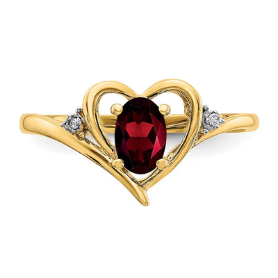 14K Garnet and Diamond Heart Ring