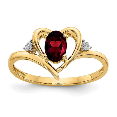 14K Garnet and Diamond Heart Ring