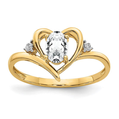 14K white gold diamond heart ring