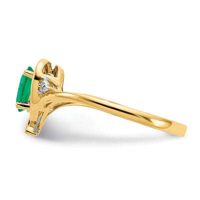 14K Emerald and Diamond Heart Ring