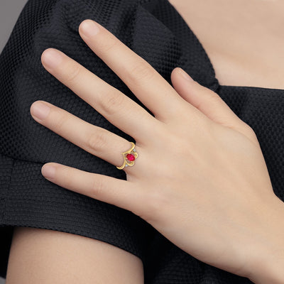 14K Ruby and Diamond Heart Ring