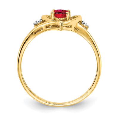 14K Ruby and Diamond Heart Ring