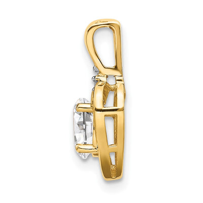 14K White Topaz and Diamond Heart Pendant